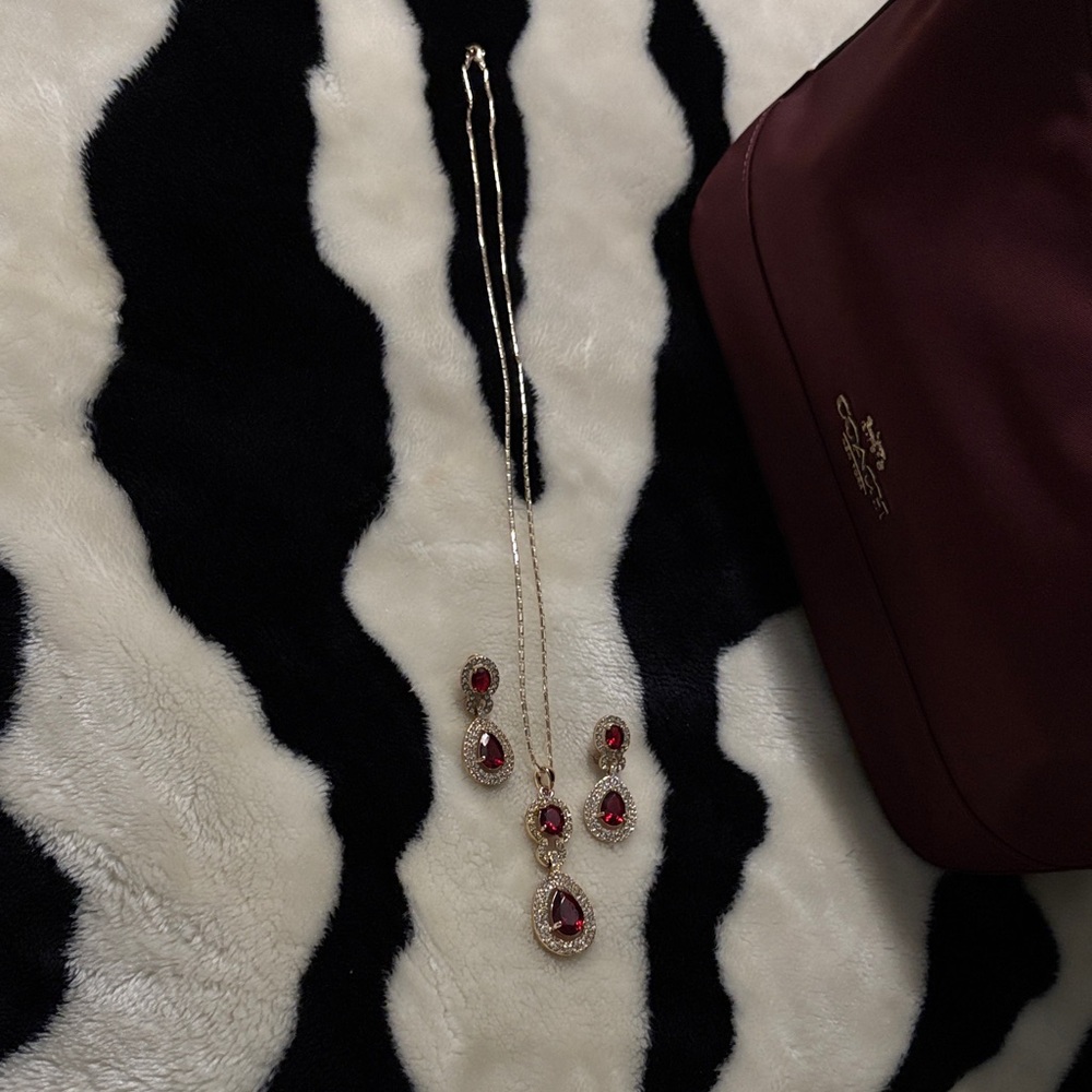 Elegant Gold and Red Jewelry Set